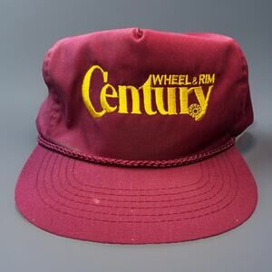 Vintage Century Wheel & Rim ALCOA Rope Snapback Hat Burgundy USA Trucking -894